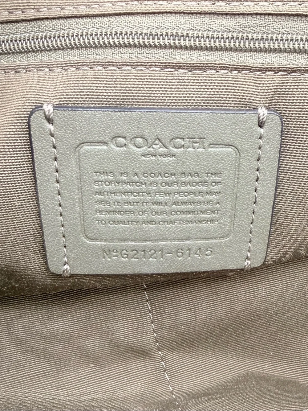 COACH Pebbled Leather Pennie Drawstring Backpack Olive Green